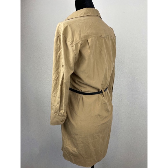 J. CREW • Tan Silk Cargo Shirt Dress - Picture 5 of 16